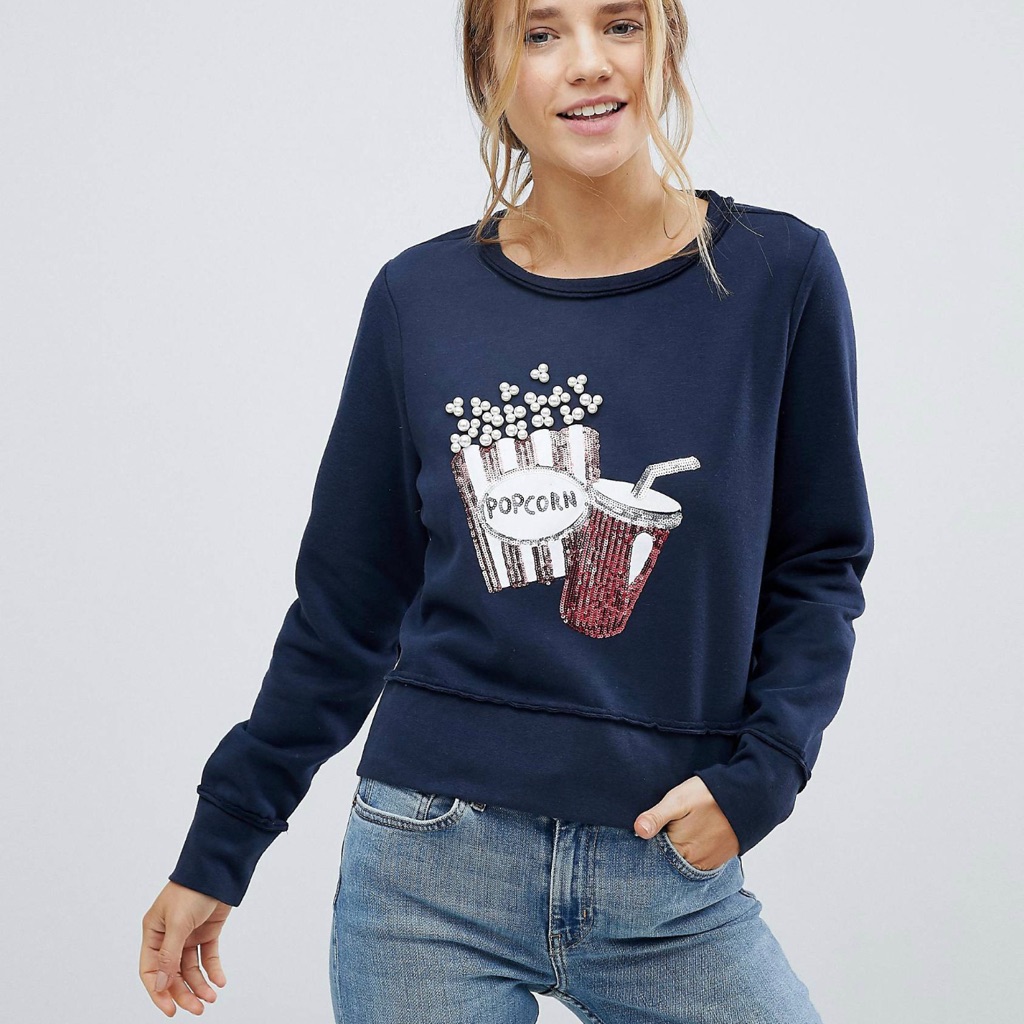 Only Cropped Sweatshirt With Graphics Xs